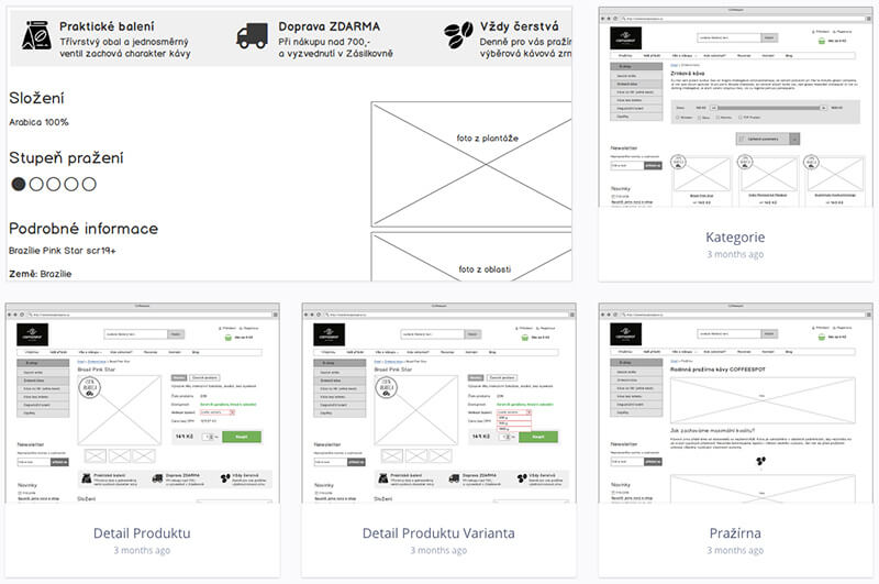 Wireframe eshopu